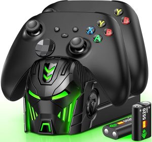 Charger Station Compatible with Xbox Controllers, 2x5520mWh Rechargeable Battery Pack for Xbox Series Controllers with Charging Dock and 4 Covers (Controller Not Included)